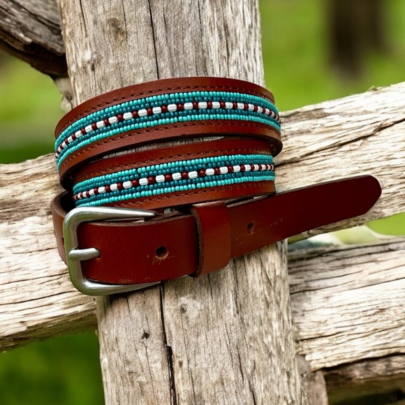 Lucky Brand Accessories - Lucky Brand Beaded Leather Belt